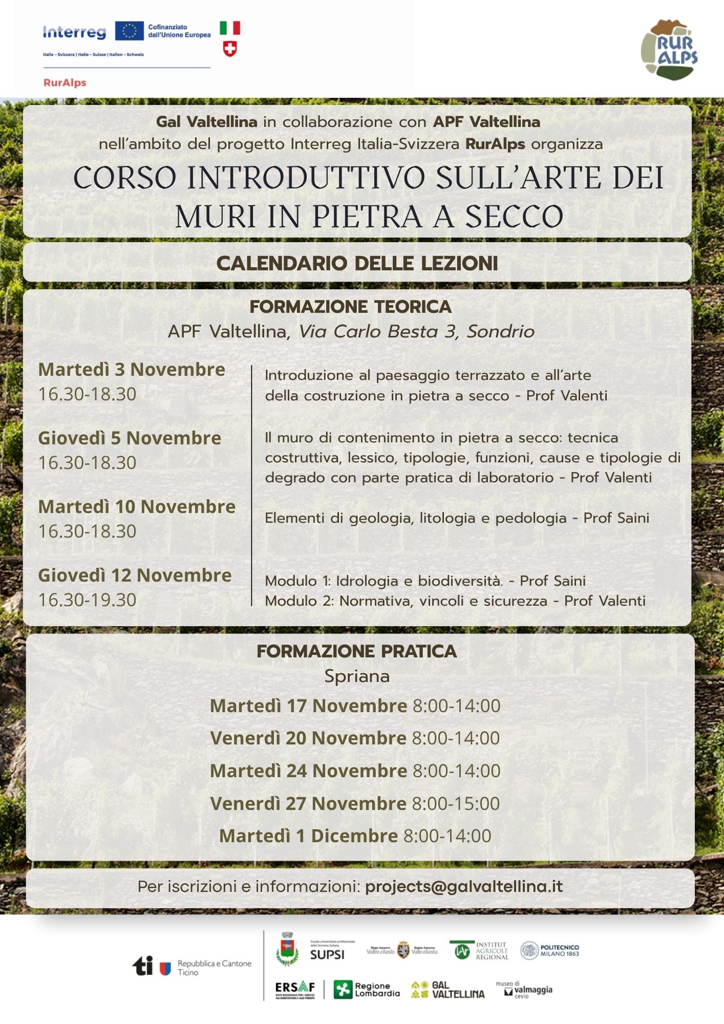 Ruralps - Corso sull’arte dei muri in pietra a secco