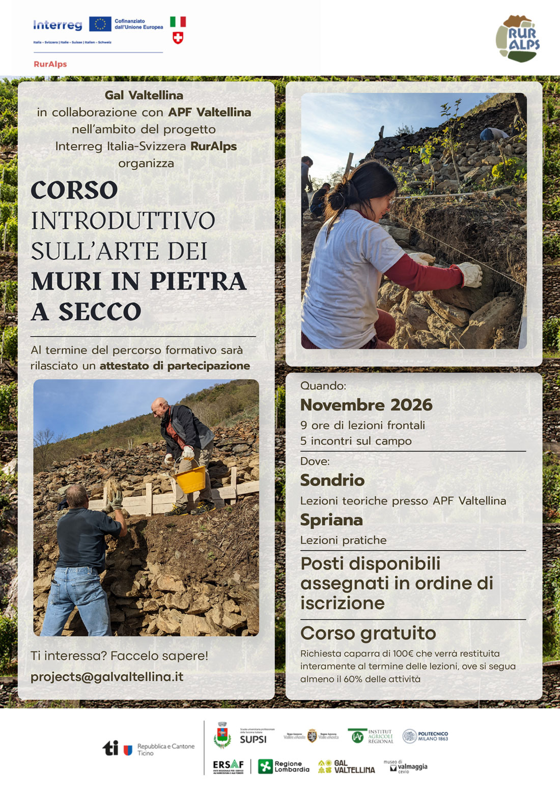 Ruralps - Corso sull’arte dei muri in pietra a secco